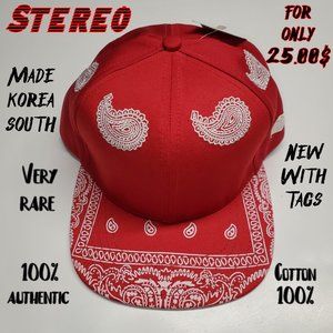 Stereo - Red Cap Bandana - 100% Authentic - Very Rare - New With Tags